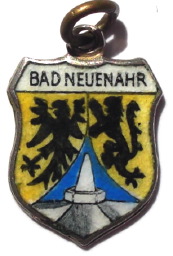 BAD NEUENAHR, Germany - Vintage Silver Enamel Travel Shield Charm